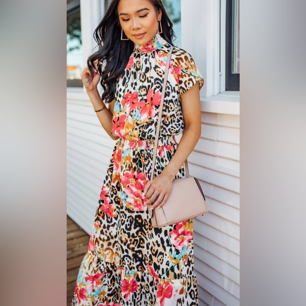 Gibson Floral Leopard Print Maxi Dress